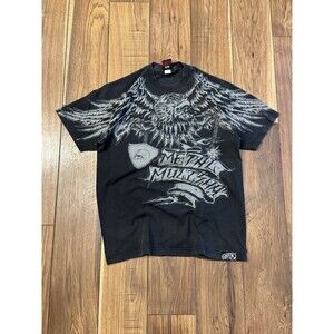 Vintage Y2K Metal Mulisha T Shirt Mens Large Skull Wings Eagle AOP Graphic Black
